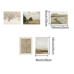 5pcs Spring Landscape Art Canvas Print Posters Green Neutral Tone Wall Art