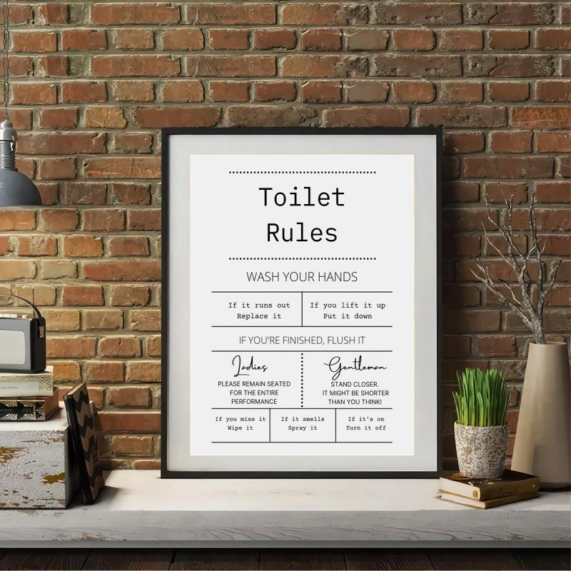 Canvas Poster Toilet Rules Print Digital Bathroom Prints