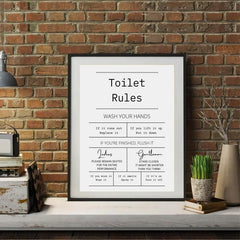 Canvas Poster Toilet Rules Print Digital Bathroom Prints