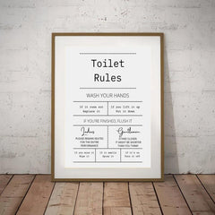 Canvas Poster Toilet Rules Print Digital Bathroom Prints