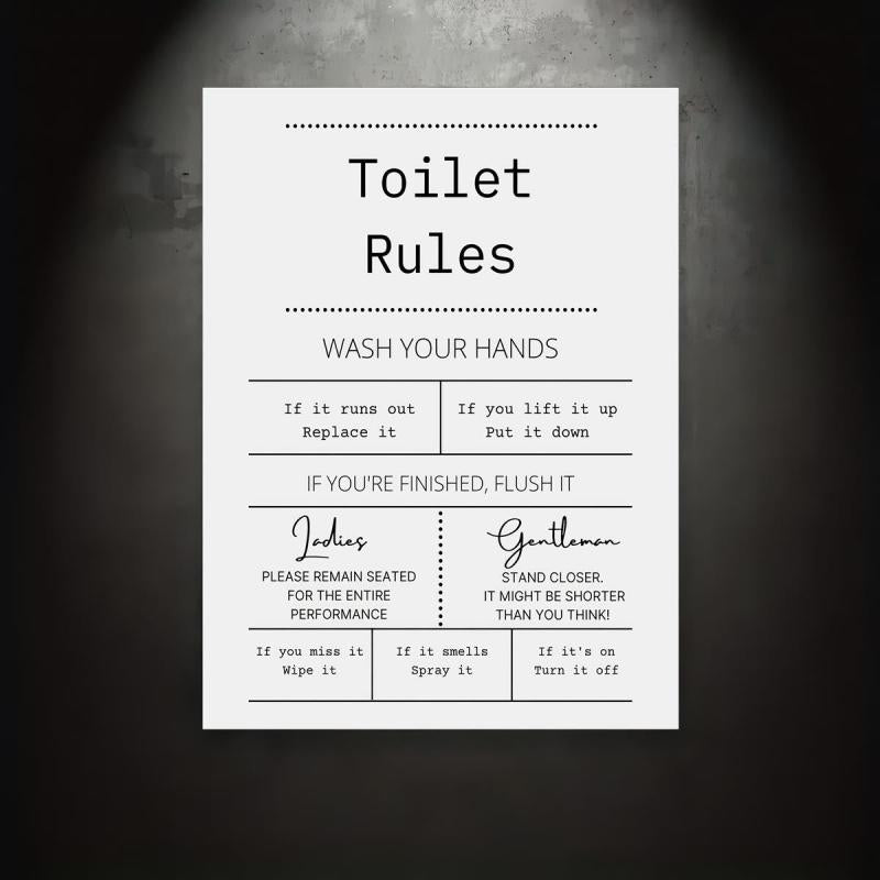 Canvas Poster Toilet Rules Print Digital Bathroom Prints