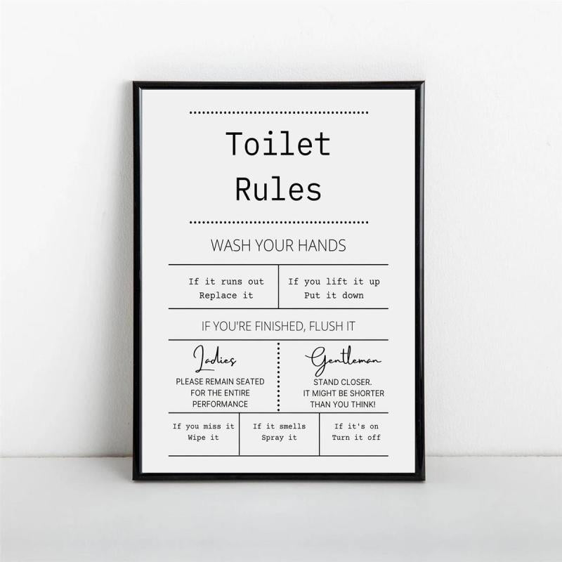 Canvas Poster Toilet Rules Print Digital Bathroom Prints