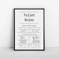 Canvas Poster Toilet Rules Print Digital Bathroom Prints