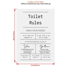 Canvas Poster Toilet Rules Print Digital Bathroom Prints