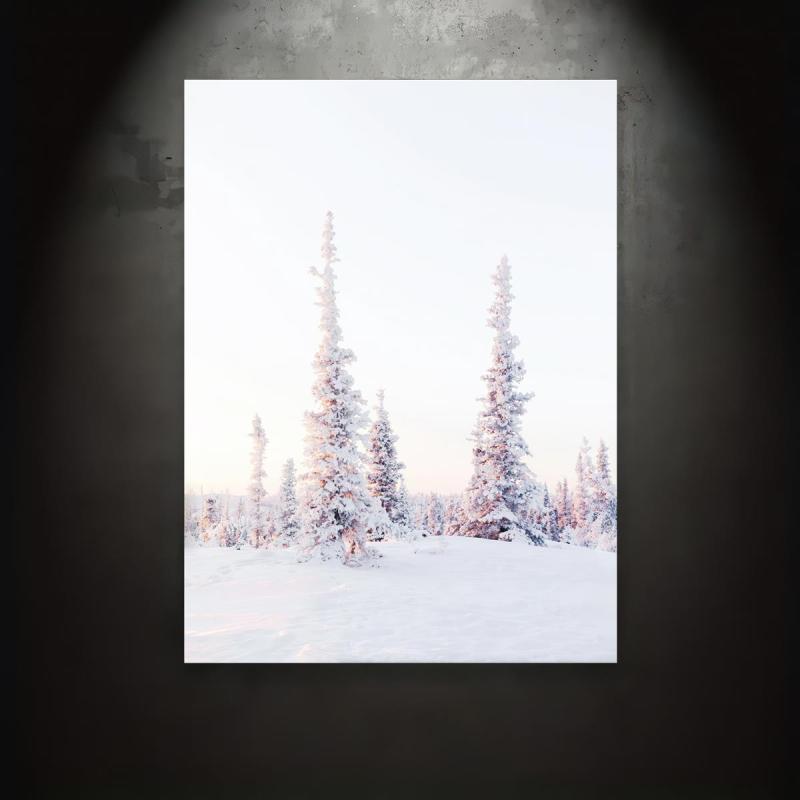 Blush Pink Winter Forest Photo Snow Trees Christmas Wall Decor Poster