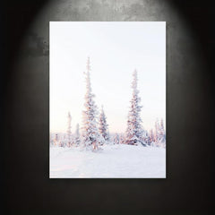 Blush Pink Winter Forest Photo Snow Trees Christmas Wall Decor Poster