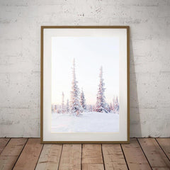 Blush Pink Winter Forest Photo Snow Trees Christmas Wall Decor Poster