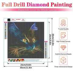 Cat 5D Diamond Painting Kit Adults Full Drill DIY 30x30cm Stress Relief