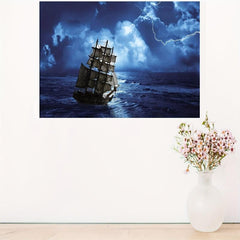 Pirate Decor Wall Art Viking Sailboat Sea Canvas Poster Home Decor