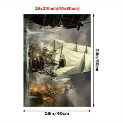 Pirate Decor Wall Art Viking Sailboat Sea Canvas Poster Home Decor