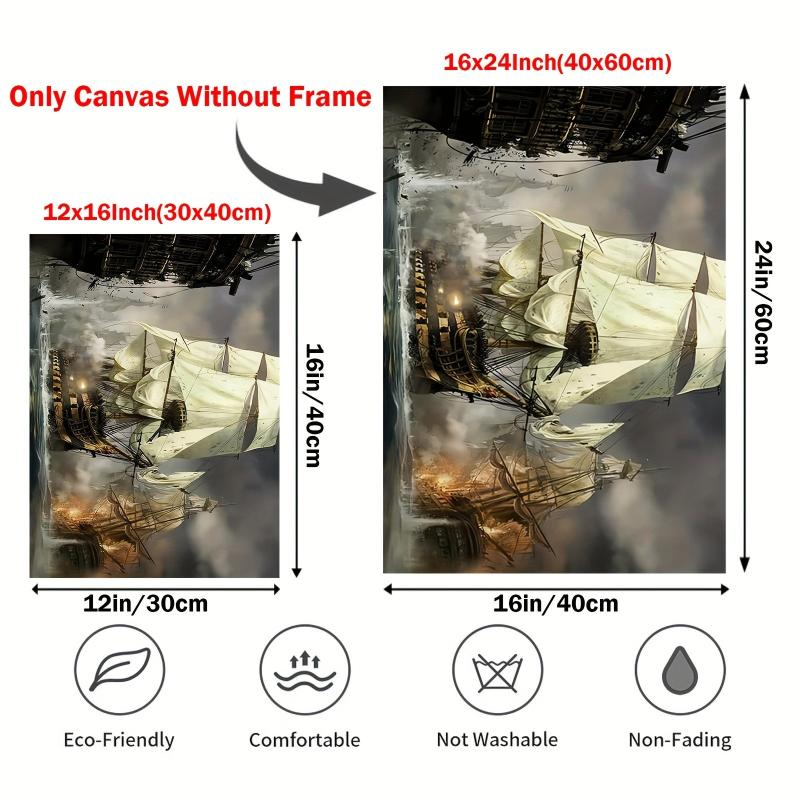 Pirate Decor Wall Art Viking Sailboat Sea Canvas Poster Home Decor