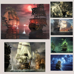 Pirate Decor Wall Art Viking Sailboat Sea Canvas Poster Home Decor