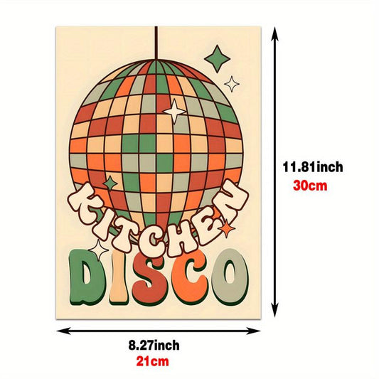 Retro Kitchen Disco Watercolor Canvas Painting for Living Room Decor