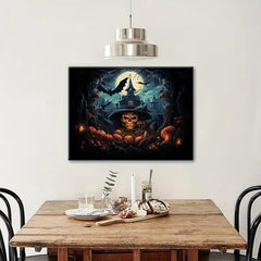 Halloween Canvas Painting Skeleton Ghost House Poster Artwork Wall Painting