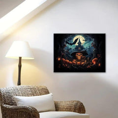 Halloween Canvas Painting Skeleton Ghost House Poster Artwork Wall Painting