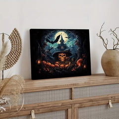 Halloween Canvas Painting Skeleton Ghost House Poster Artwork Wall Painting