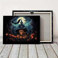 Halloween Canvas Painting Skeleton Ghost House Poster Artwork Wall Painting