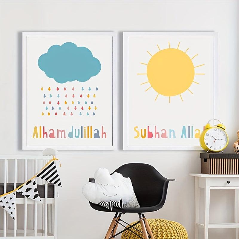 3pcs Modern Colorful Weather Canvas Prints Islamic Style Wall Decor