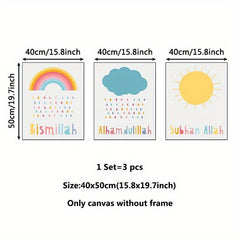 3pcs Modern Colorful Weather Canvas Prints Islamic Style Wall Decor