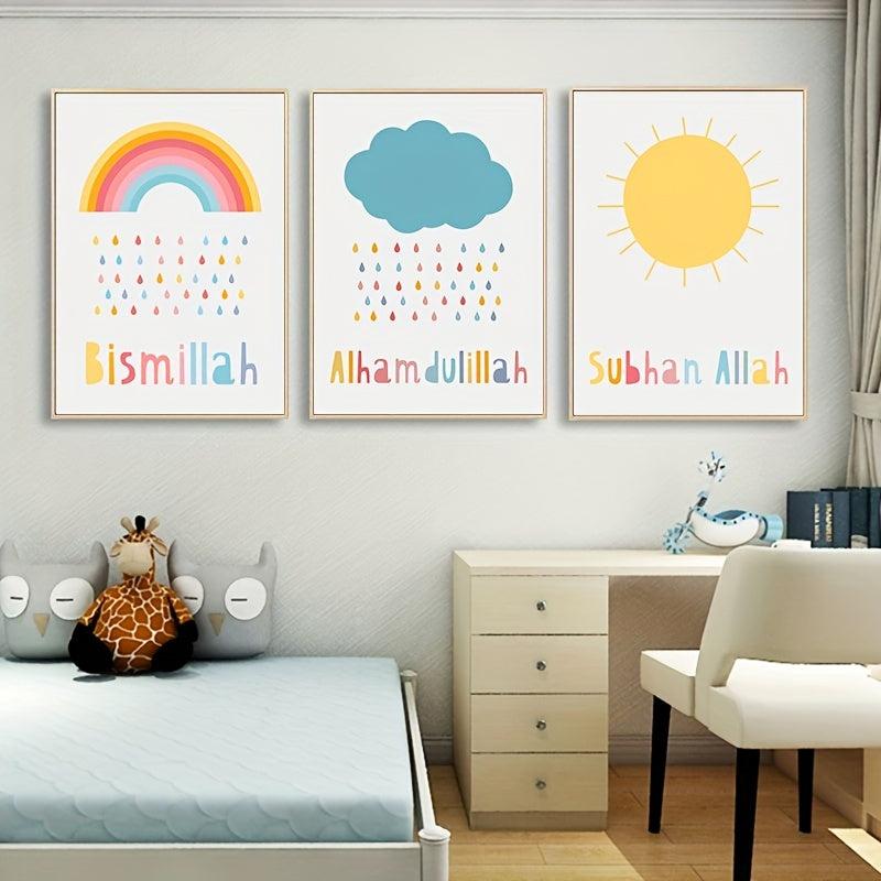 3pcs Modern Colorful Weather Canvas Prints Islamic Style Wall Decor