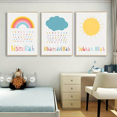 3pcs Modern Colorful Weather Canvas Prints Islamic Style Wall Decor