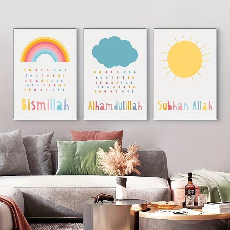3pcs Modern Colorful Weather Canvas Prints Islamic Style Wall Decor