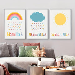 3pcs Modern Colorful Weather Canvas Prints Islamic Style Wall Decor