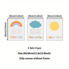 3pcs Modern Colorful Weather Canvas Prints Islamic Style Wall Decor