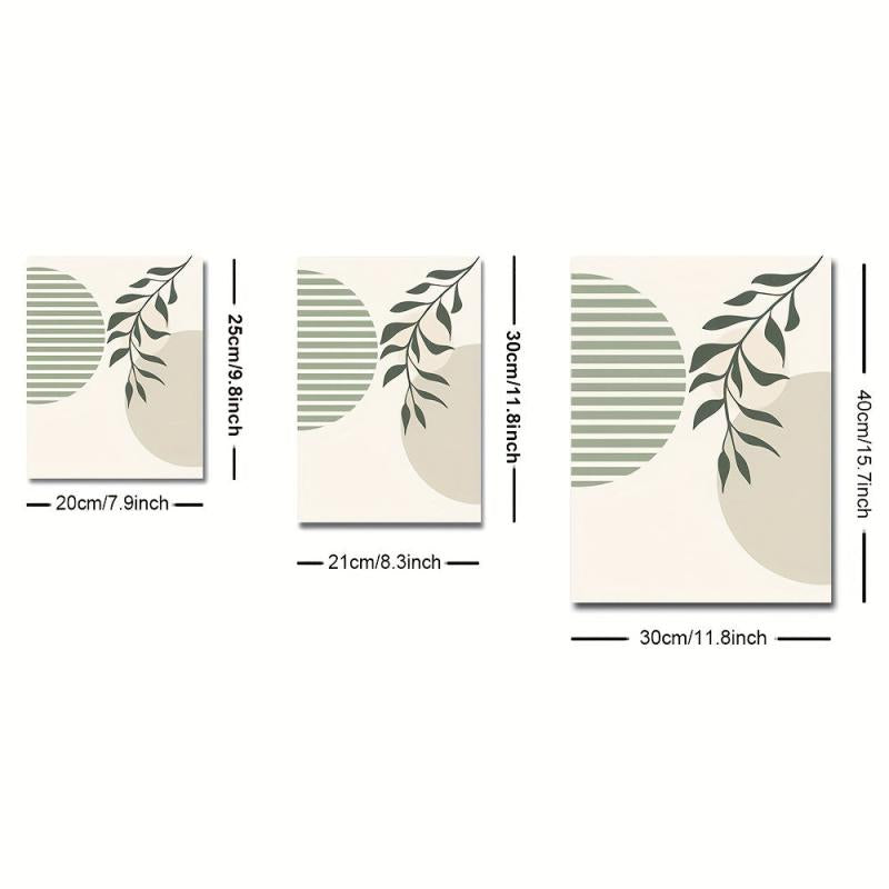 6pcs Boho Abstract Canvas Painting Green Botanical Art Poster