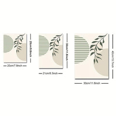 6pcs Boho Abstract Canvas Painting Green Botanical Art Poster