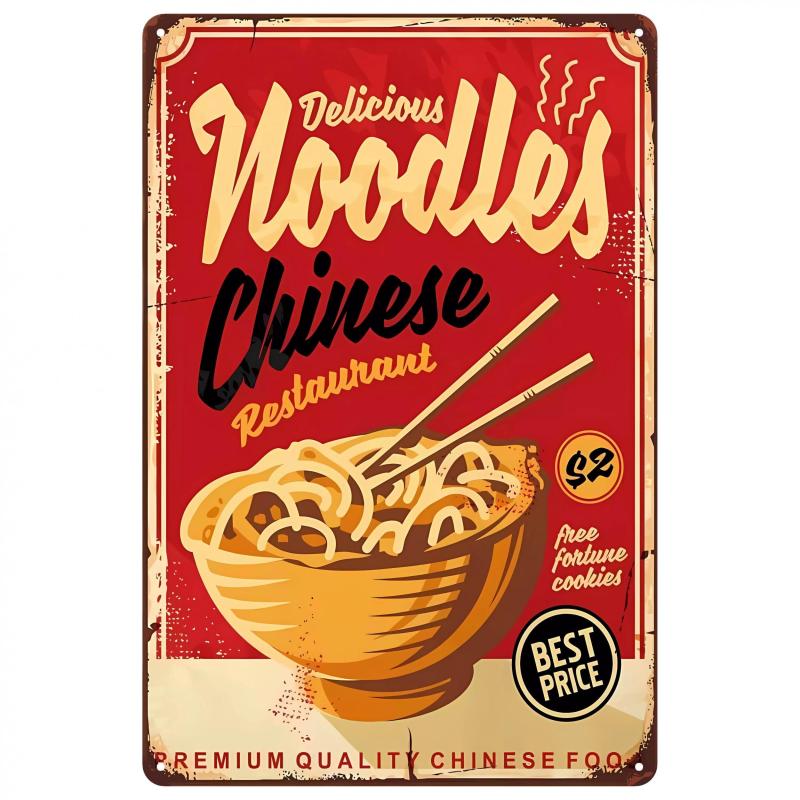 Shrimp Sausage Noodles Baked Goods Vintage Metal Tin Signs