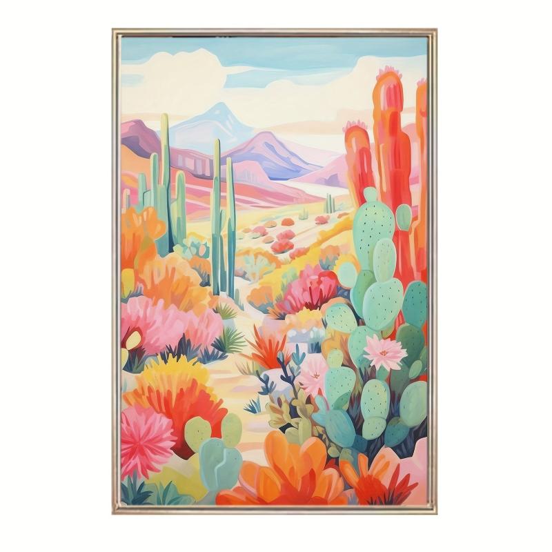 Cactus Ranch Desert Art Poster for Room Decor