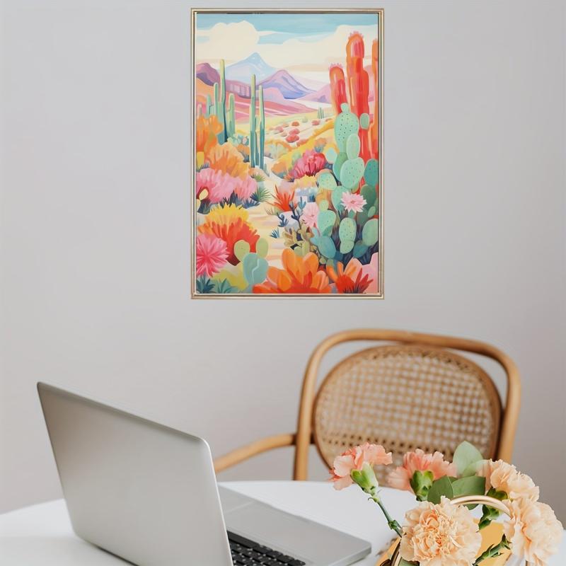 Cactus Ranch Desert Art Poster for Room Decor