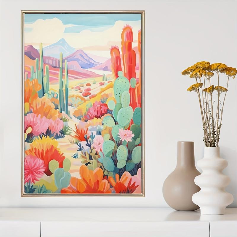 Cactus Ranch Desert Art Poster for Room Decor