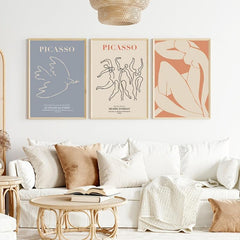 6pcs Matisse Abstract Lady Leaf Birds Wall Art, Living Room Decor