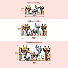 Giraffe Family Floral Butterfly Print Wall Art Abstract Watercolor Poster