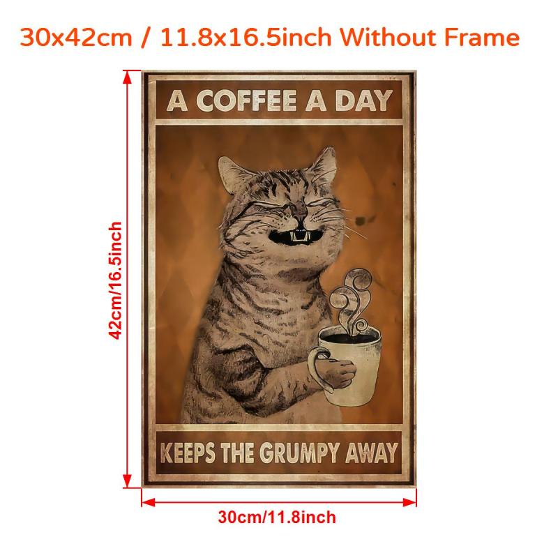 Coffee Keeps Grumpy Away Cat Poster