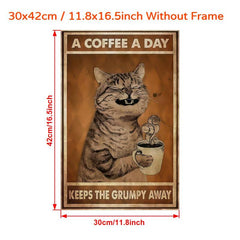 Coffee Keeps Grumpy Away Cat Poster