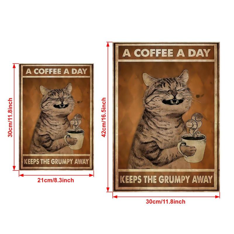 Coffee Keeps Grumpy Away Cat Poster