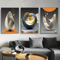 3pcs Modern Geometric Wall Posters for Stylish Living Room