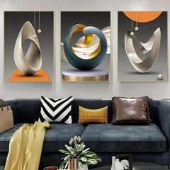 3pcs Modern Geometric Wall Posters for Stylish Living Room