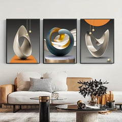 3pcs Modern Geometric Wall Posters for Stylish Living Room