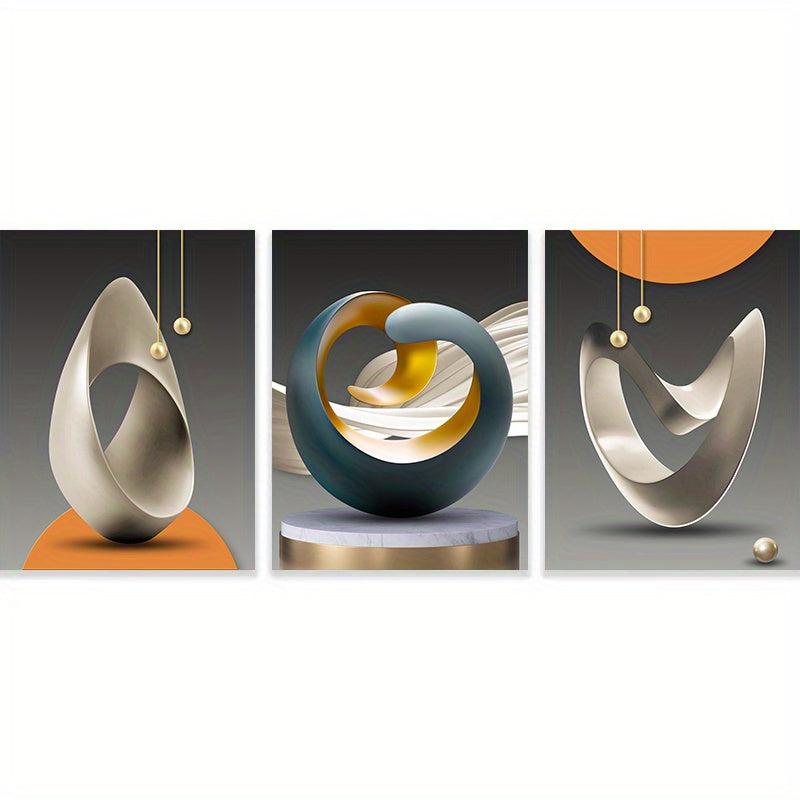 3pcs Modern Geometric Wall Posters for Stylish Living Room