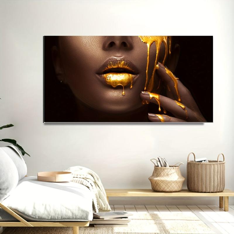 Beauty Face Golden Painting High Definition Printed Canvas Art