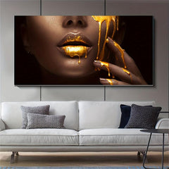 Beauty Face Golden Painting High Definition Printed Canvas Art