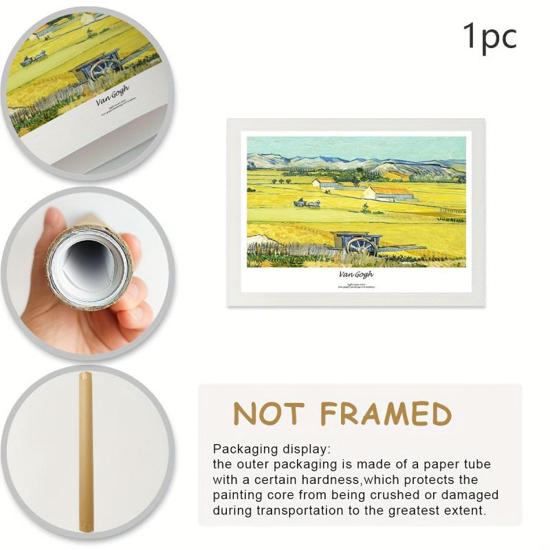3pcs Golden Wheat Field and Rural Landscape Art Painting Poster Canvas Print
