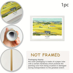 3pcs Golden Wheat Field and Rural Landscape Art Painting Poster Canvas Print