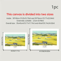 3pcs Golden Wheat Field and Rural Landscape Art Painting Poster Canvas Print