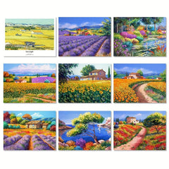 3pcs Golden Wheat Field and Rural Landscape Art Painting Poster Canvas Print