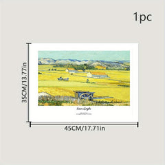 3pcs Golden Wheat Field and Rural Landscape Art Painting Poster Canvas Print